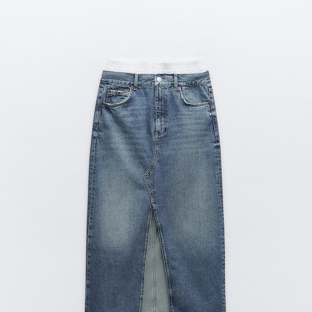 Zara Denim Boxer Skirt